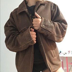 Brown Vintage Large Leather Jacket